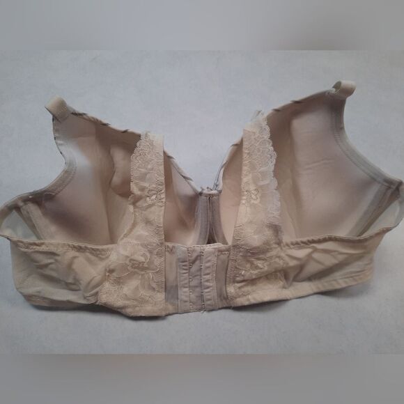 Cacique Lightly Lined Balconette Bra 46DD Gray White Striped - Picture 2 of 4